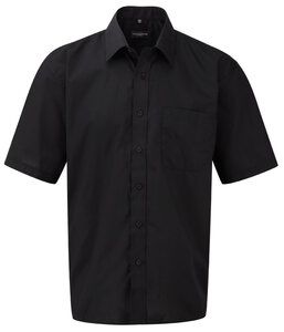 Russell Collection J935M - Chemise en popeline manches courtes polyester/coton facile d'entretien Noir