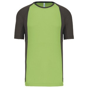 ProAct PA467 - T-SHIRT BICOLORE SPORT MANCHES COURTES UNISEXE Lime / Dark Grey