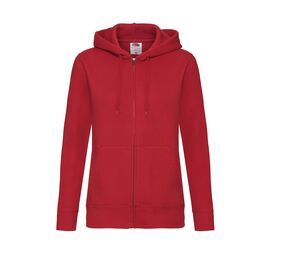 Fruit of the Loom SC62118 - Sweat-Shirt Femme Capuche Zippé Rouge