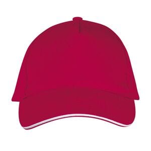 SOL'S 00594 - LONG BEACH Casquette 5 Panneaux Rouge / Blanc