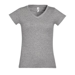 SOL'S 11388 - MOON Tee Shirt Femme Col “V” Gris Chiné