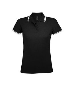 SOL'S 00578 - PASADENA WOMEN Polo Femme Noir / Blanc