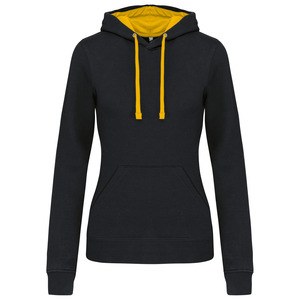 Kariban K465 - Sweat-shirt capuche contrastée femme Black / Yellow