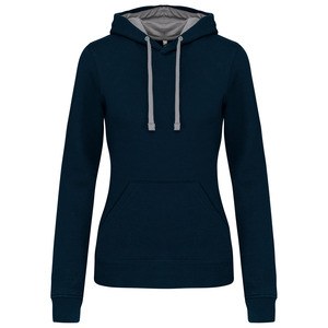 Kariban K465 - Sweat-shirt capuche contrastée femme Navy / Fine Grey