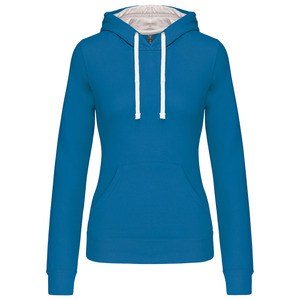 Kariban K465 - Sweat-shirt capuche contrastée femme Tropical Blue/ White