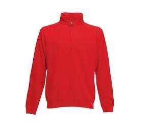 Fruit of the Loom SC376 - Sweat Homme Col Zippé Coton Rouge