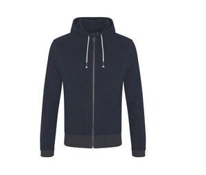 ECOLOGIE EA051 - Sweat capuche zippé en coton recyclé Marine/Charbon