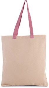 Kimood KI0277 - Sac shopping plat en toile avec poignées contrastées Natural / Dark Pink