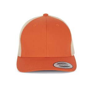 K-up KP912 - Casquette Trucker modèle rétro - 6 panneaux Rustic Orange / Beige