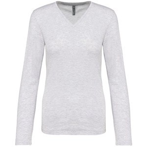 Kariban K382 - T-SHIRT COL V MANCHES LONGUES FEMME Ash Heather