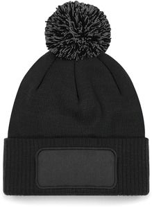 Beechfield B443 - BONNET À POMPON PATCH SNOWSTAR® Black / Graphite Grey