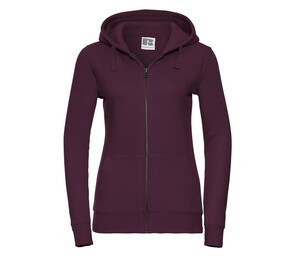 Russell JZ66F - Sweat Capuche Zippé Femme Authentique Burgundy