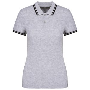 Kariban K273 - Polo femme manches courtes à rayures Oxford Grey/ Black